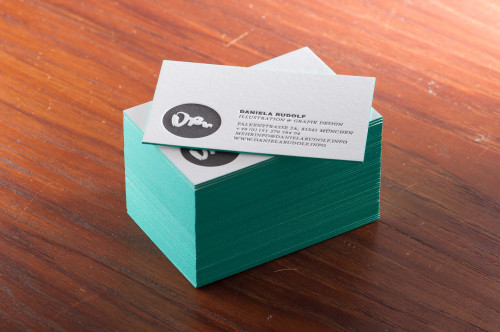 Paul Dieter Letterpress - Visitenkarten - Farbschnitt Mint / Papier Colorplan
