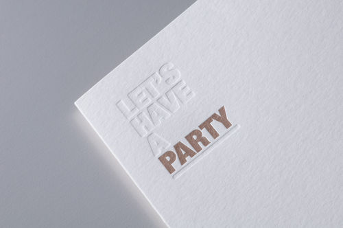 Letterpress Einladung / Party / Blindprägung / Bronze / Metallic