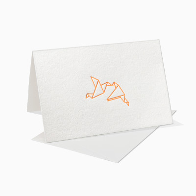 Letterpress Klappkarte / Grußkarte / Karte - Origami - Küssende Vögel