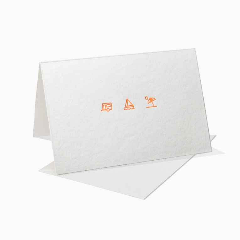 Letterpress Grußkarten / Klappkarte / Urlaub / Reise / Neon