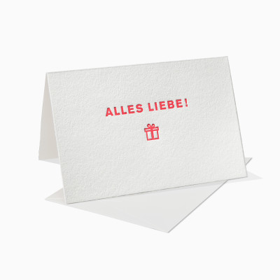 Letterpress Klappkarte / Grußkarte / Karte - Alles Liebe