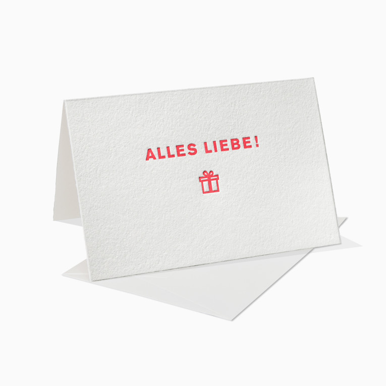 Letterpress Grußkarten / Klappkarte / Alles Liebe / Geschenk / Weihnachten / Geburtstag