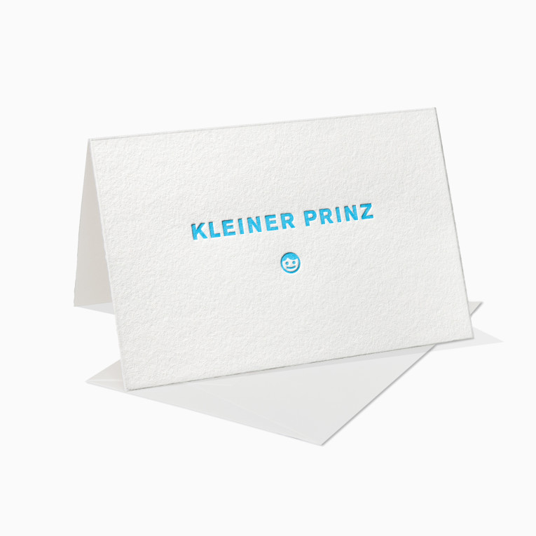 Letterpress Grußkarten / Klappkarte / Geburtstag / Geburt / Kleiner Prinz / Junge