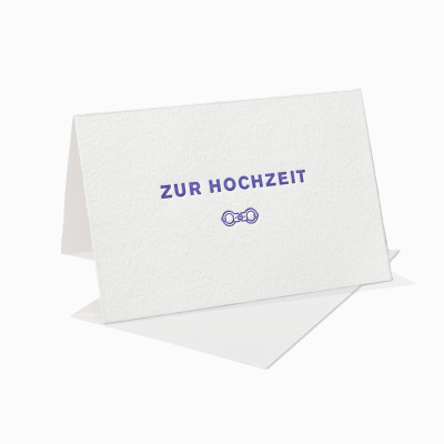 Letterpress Klappkarte / Grußkarte / Karte - Zur Hochzeit - Handschellen