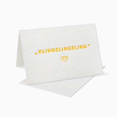 Letterpress Klappkarte / Grußkarte / Karte - Klingelingeling Unterhose