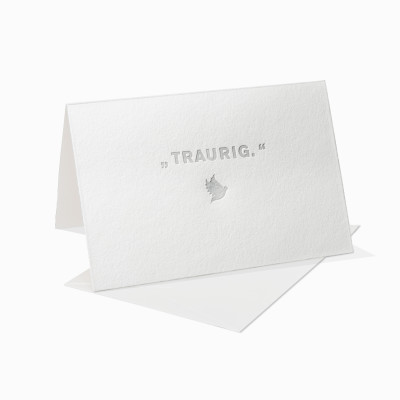 Letterpress Klappkarte / Grußkarte / Karte - Aufgebrezelt - Traurig - Friedenstaube - Kondolenzkarte