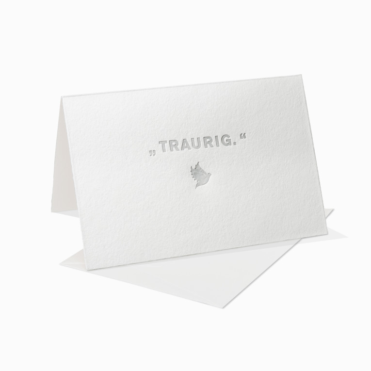 Letterpress Grußkarte / Klappkarte / Traurig / Trauer / Kondolenz / Friedenstaube / Taube