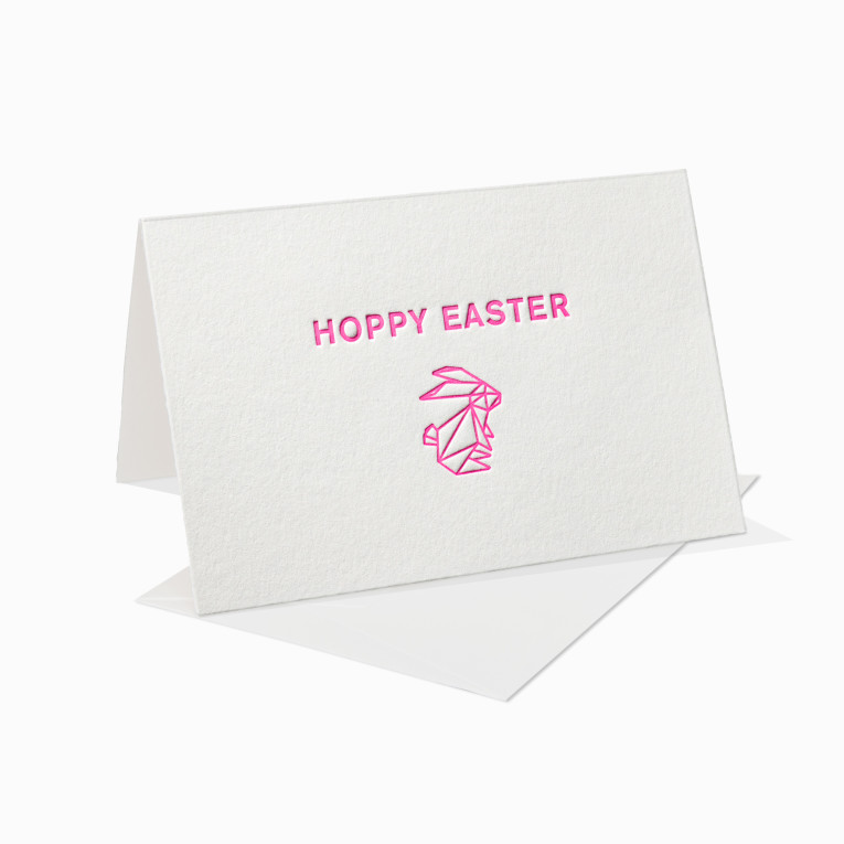 Letterpress Grußkarte / Klappkarte / Hoppy Easter / Ostern / Origami