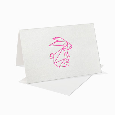 Letterpress Klappkarte / Grußkarte / Karte - Osterhase - Ostern - Neon - Origami