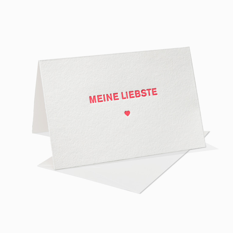 Letterpress Grußkarte / Klappkarte / Meine Liebste / Herz / Liebe