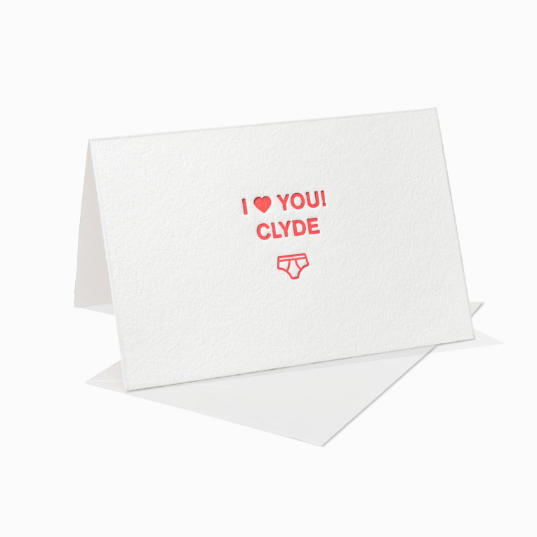 Letterpress Grußkarte / Klappkarte / I Love You / Ich liebe Dich – Clyde