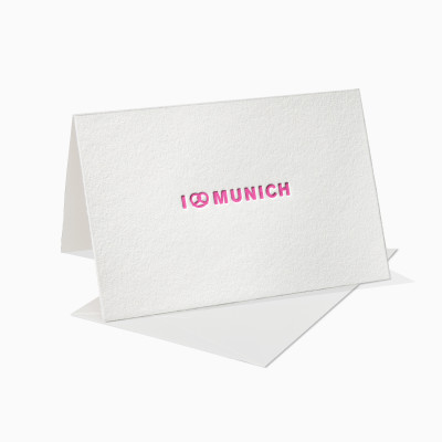 Letterpress Klappkarte / Grußkarte - i Love Munich / München