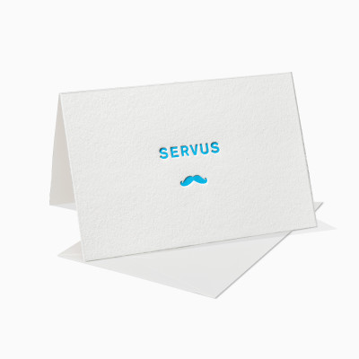 Letterpress Klappkarte / Grußkarte - Bayrisch - Servus - Bart - Moustache