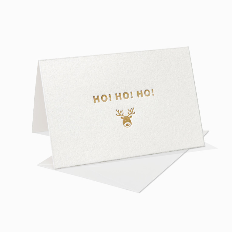 Letterpress Grußkarte / Klappkarte / Ho Ho Ho / Weihnachten – Hirsch