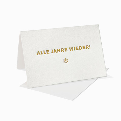 Letterpress Klappkarte / Grußkarte / Karte - Alle Jahre wieder - Schneeflocke - Weihnachten