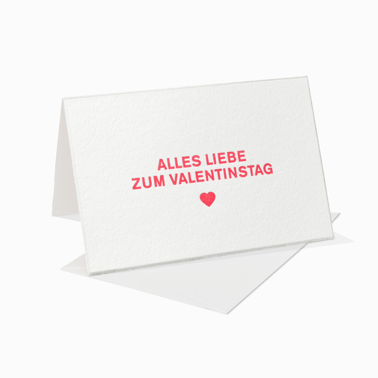 Letterpress Grußkarte / Klappkarte / Alles Liebe zum Valentinstag