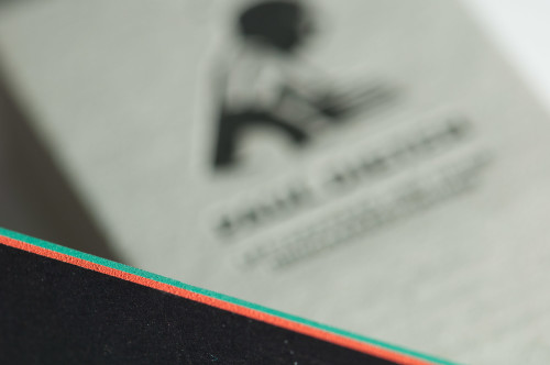 Paul Dieter Letterpress - Visitenkarten - Farbschnitt - Schwarz / Orange / Mint / Türkis